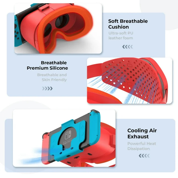 Upgraded VR Headset for Nintendo Switch & Switch OLED Model  3D VR Glasses with Adjustable Lens for Virtual Reality Gaming Experience  Switch VR Labo Goggles Headset for Nintendo Switch(Red)