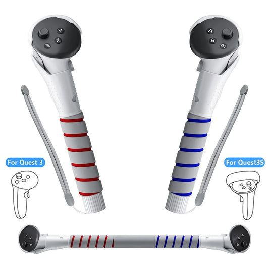 VR Accessories Handle Attachments for Meta Ouclus Quest3/Quest3S  Dual Handles and Long Stick Handle Extension Grips to Play Multiple VR Games  Gorilla Tag Long Arms Grips Beat Saber Golf Club