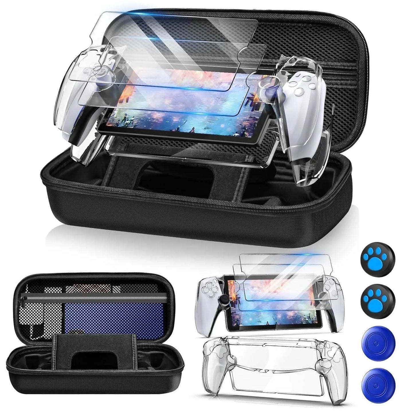 Carrying Case Accessories Set for Portal  Hard Carrying Case with Clear Protective Cover Case  2 Screen Protector and 4 Thumb Grip