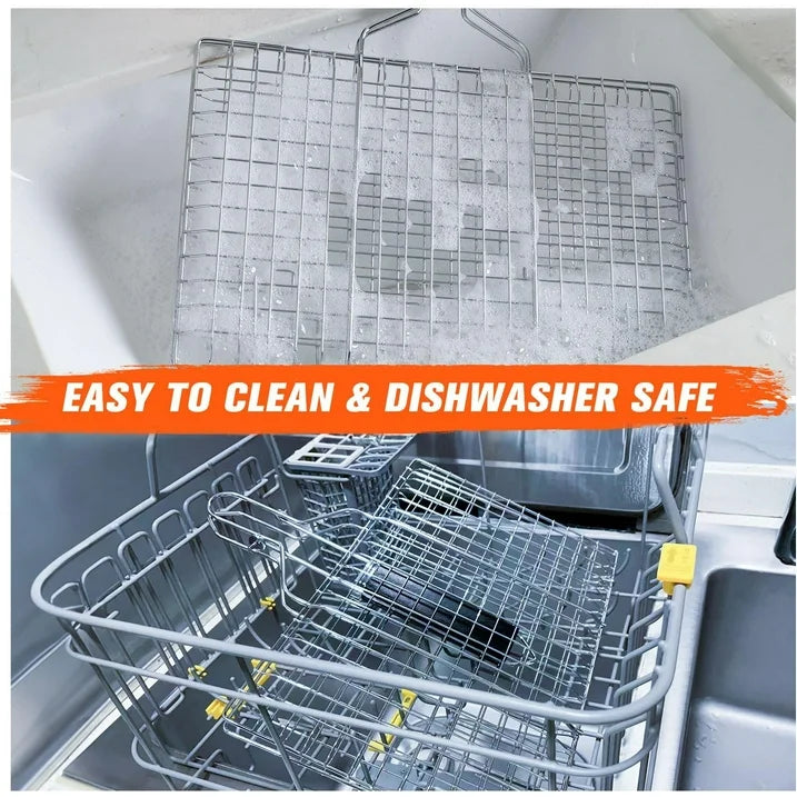 Grill Basket with Foldable Handle  BBQ Basket Grill Accessories Stainless Steel BBQ Grill Mesh BBQ Vegetable Slices Basket Grill Basket Camping Grill Suitable for Vegetable Fries Fish