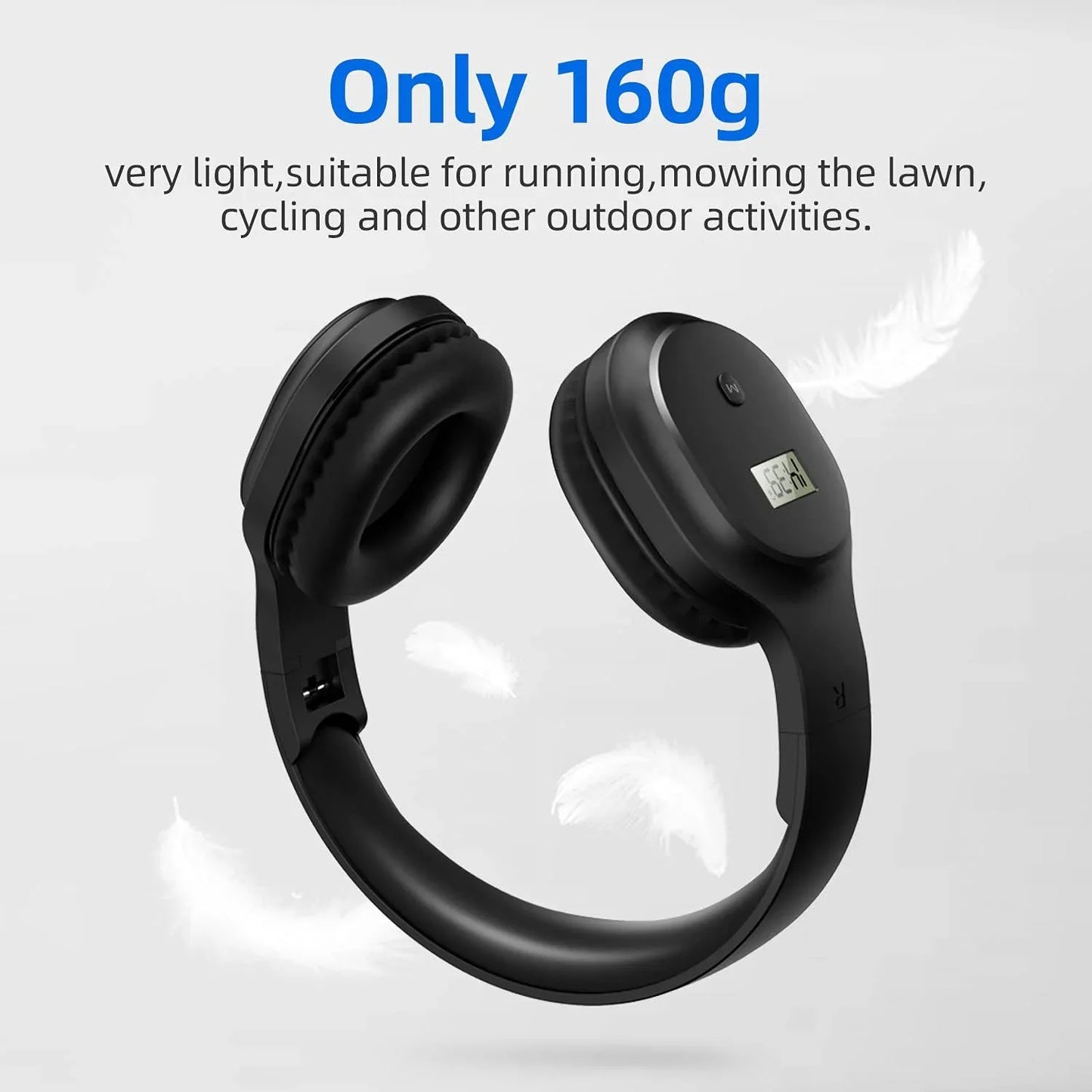 FM Radio Headphones with Bluetooth  Rechargeable Portable Headset with Built-in Microphone  Lightweight and Comfortable Ear Muffs for Jogging  Cycling