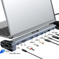 USB C Laptop Docking Station Stand  10 In 1 Folding Tilt Stand Triple Display USB C   4K  PD 100W  USB 3.0  TF  SD  Audio  RJ45 for MacBook & Windows