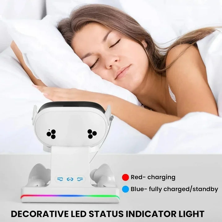 Charging Dock for Meta Quest 3S  VR Headset & Controllers Charging Stand with RGB LED Light  VR Accessories with 2 Rechargeable Batteries for Oculus Quest 3S  Fast Charging Station