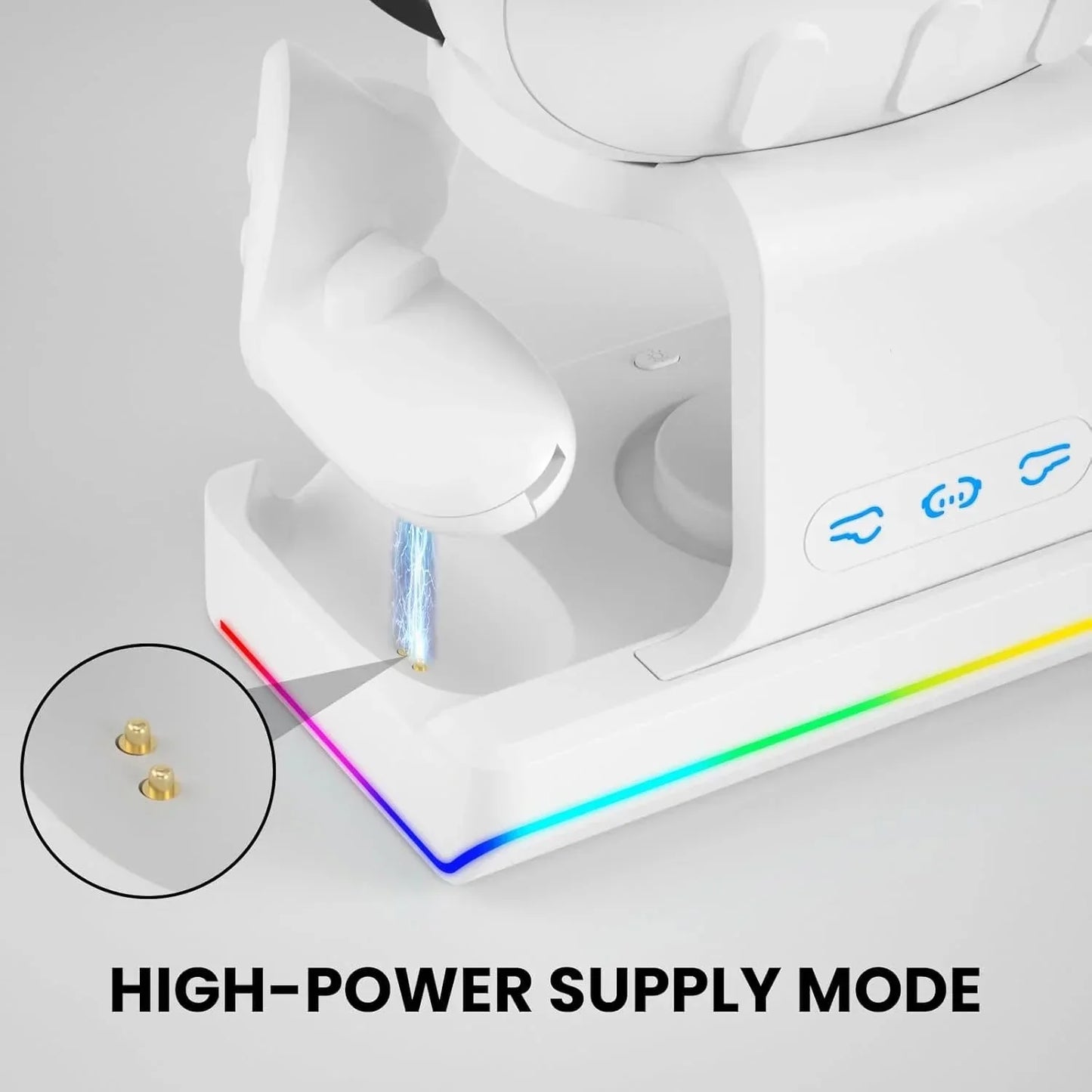Charging Dock for Meta Quest 3S  VR Headset & Controllers Charging Stand with RGB LED Light  VR Accessories with 2 Rechargeable Batteries for Oculus Quest 3S  Fast Charging Station