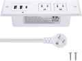 Recessed Power Strip with 20W USB C Port Fast Charging USB A Port Desk Outlet Furniture Hidden Charging Station for Side Table End Table with 6FT 45 Degree Flat Plug Extension Cord White