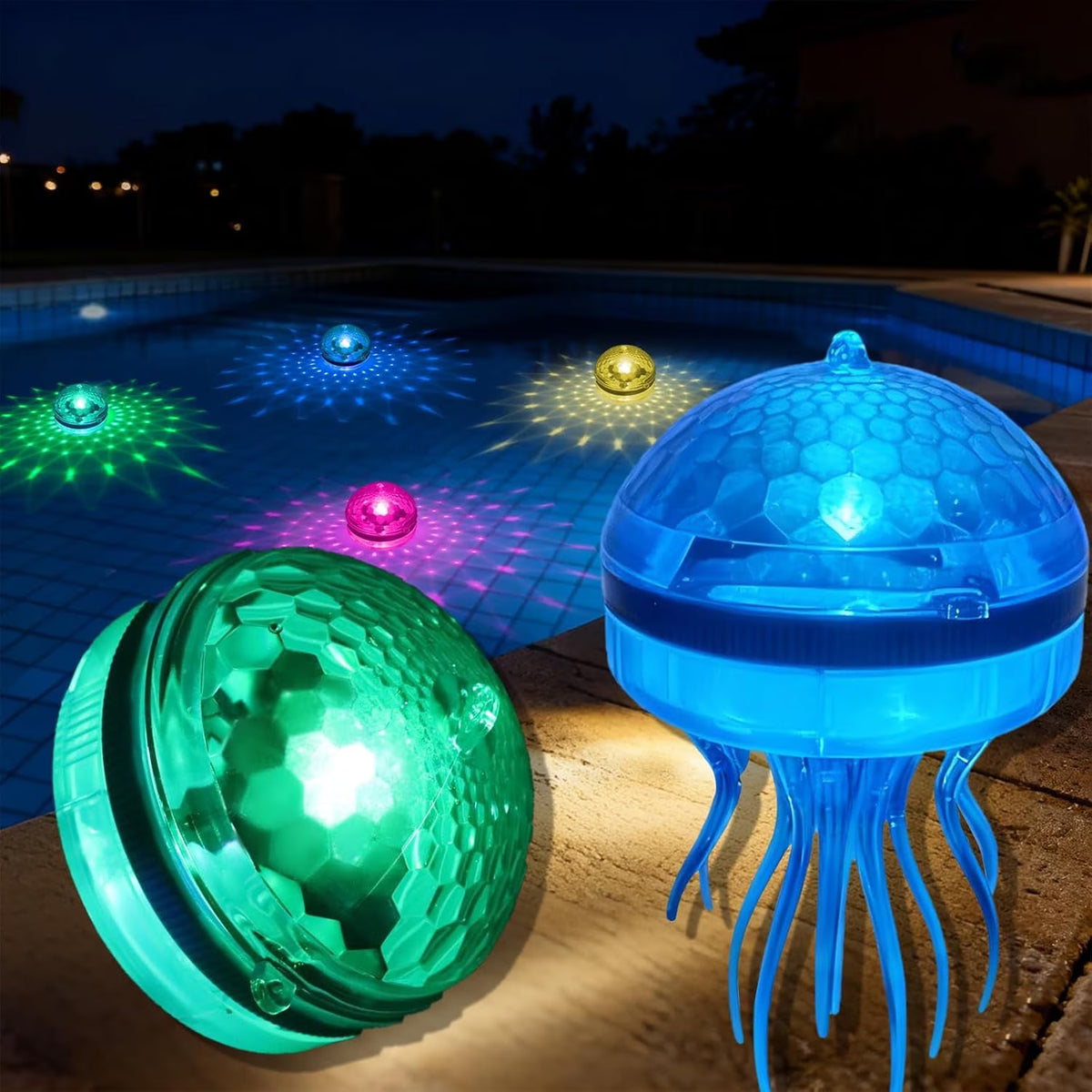 Solar Floating Pool Lights, IP65 Waterproof Outdoor LED Pool Lights with RGB Color Changing Lighting LED Underwater Lights for Pond Pools Outdoor Garden Party Decoration (1 Pack)