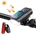 Bike Lights for Night Riding, Solar Bike Lights USB Rechargeable Bike Lights Front and Back Ultra Bright Bike Headlight with Speaker, 4 Mode Lights, Waterproof, Battery Level Display