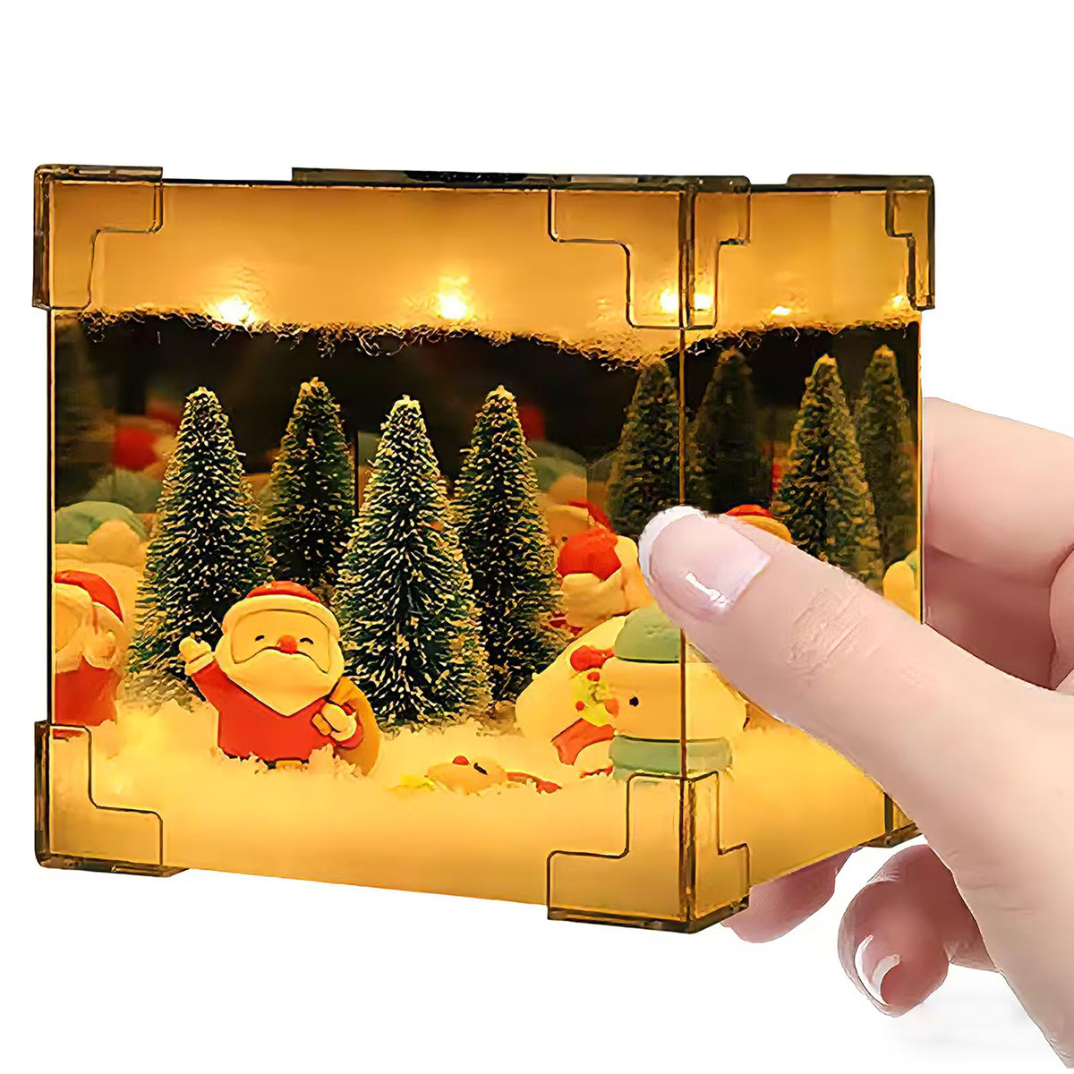 Christmas Night Light, Christmas Old Man Snowman Decoration Lamp, Xmas DIY Magic Cube Mirror Night Light, Xmas Handmade Decoration with Material Kit,Night Light for Indoor Christmas Decor,Random Dol