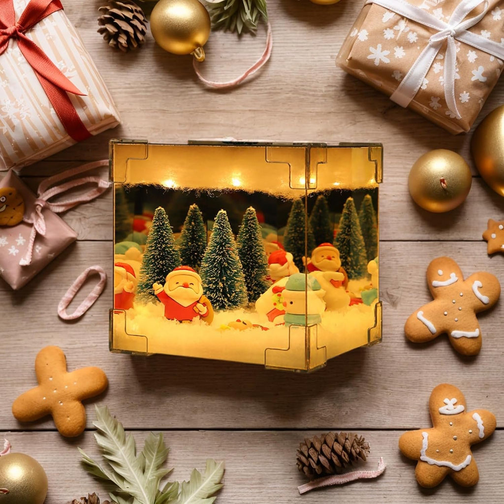 Christmas Night Light, Christmas Old Man Snowman Decoration Lamp, Xmas DIY Magic Cube Mirror Night Light, Xmas Handmade Decoration with Material Kit,Night Light for Indoor Christmas Decor,Random Dol