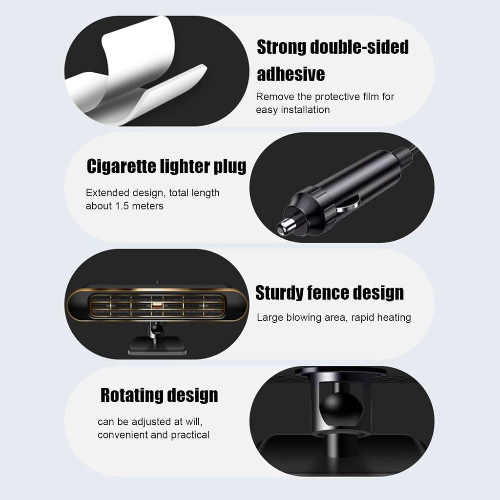 Portable Heater for Car 2 in 1 Fast Heating & Cooling Function 360 Degree Rotary 150W Portable Windshield Defroster Demister with Air Fan Car Heating Fan
