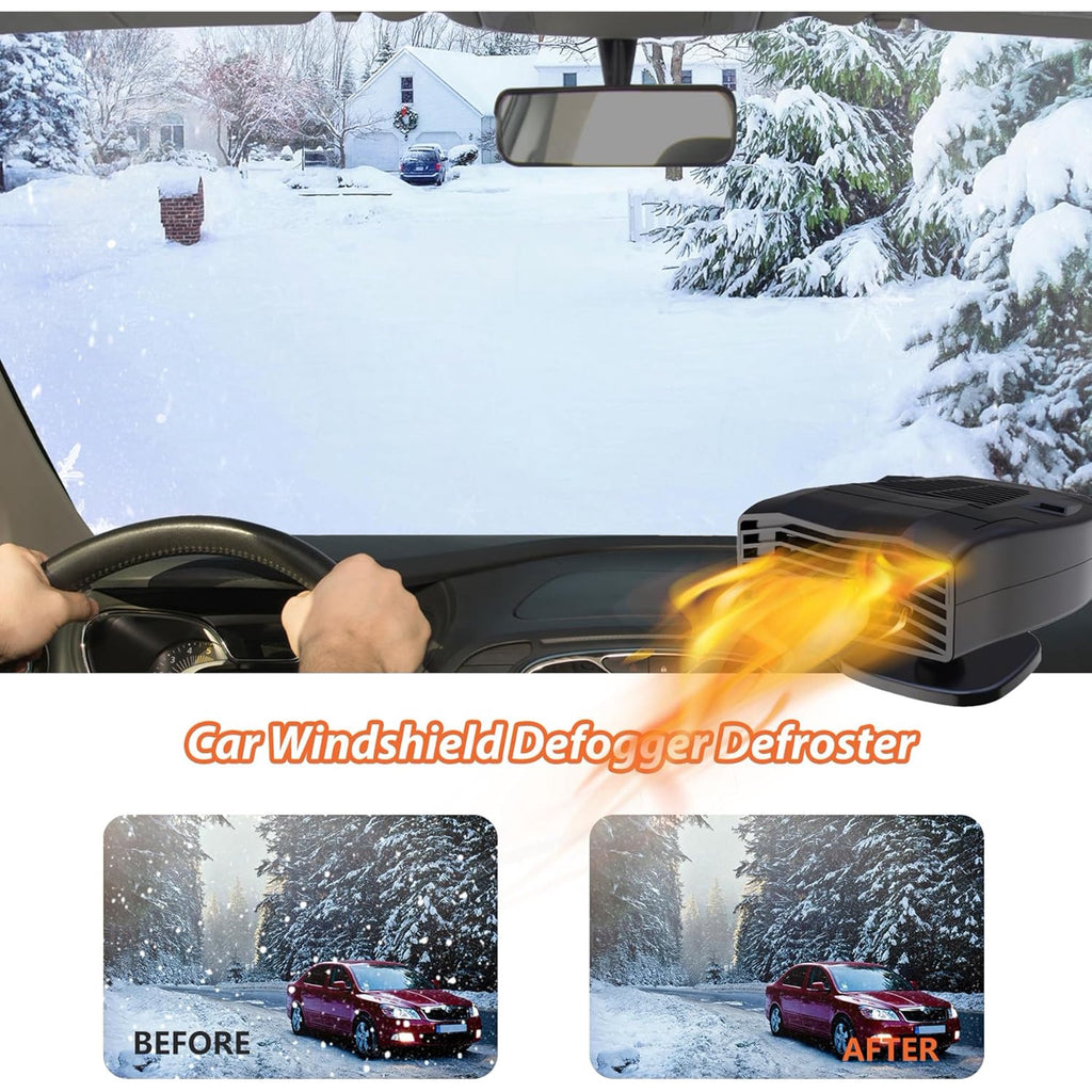 Portable Car Heater, 2 in 1 Fast Heating Cooling Auto Fan,12V/140W Windshield Defogger Window Defroster, 360 Degree Rotation Automobile Defogger Fan, Car Heater Cigarette Lighter Plugs for Car Trucks