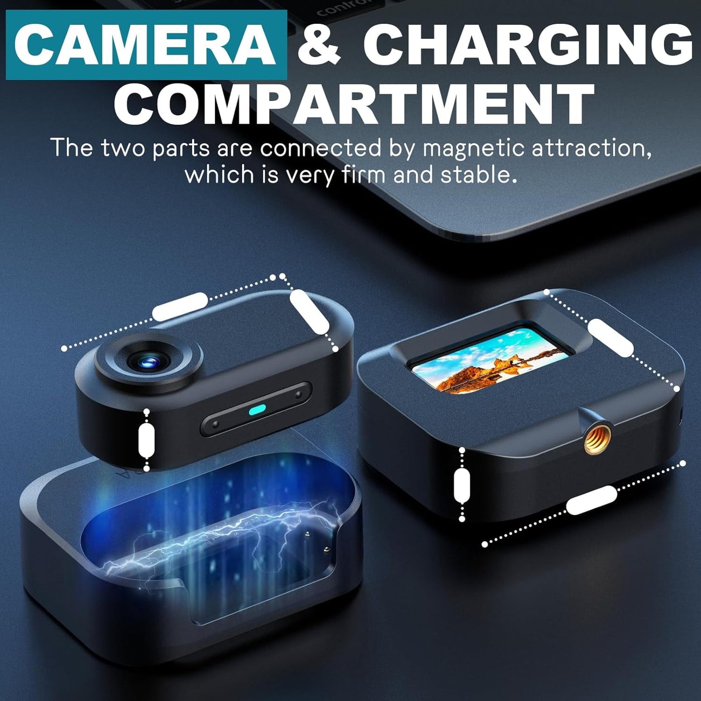 Mini Body Camera 1080p Wearable Thumb Size Cam with Charging Case Pet Camera POV Cam with Motion Detection Photo Shooting Video Recording for Cat Dog Sport Waterproof Black