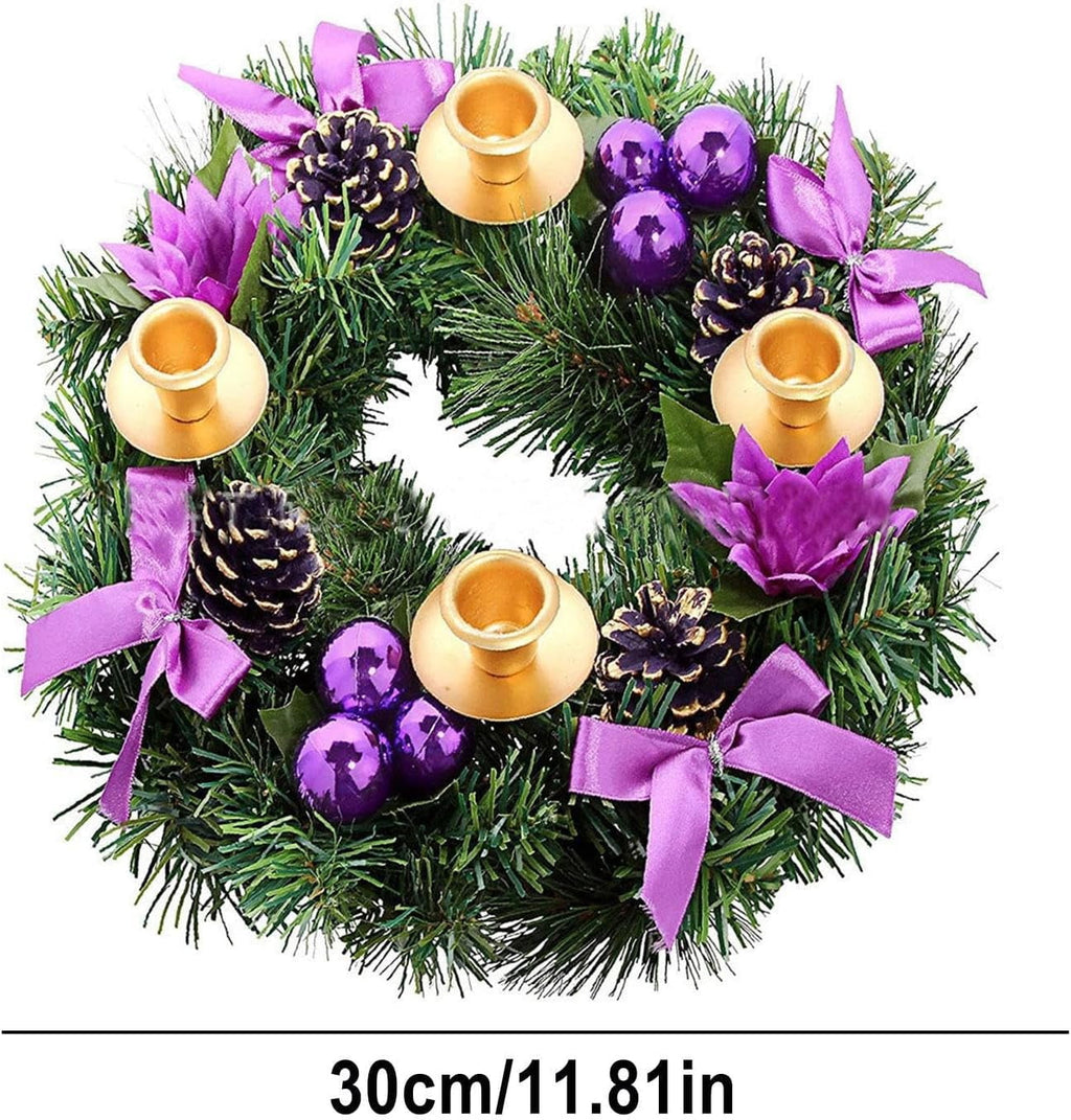 Christmas Advent Wreath Candle Holder Christmas Wreath Decorations 4 Candle Rings Wreaths Xmas Flame Retardant Candle Holder Holiday Wreaths for Home Church Christmas Wedding Table Dinner Party Decor
