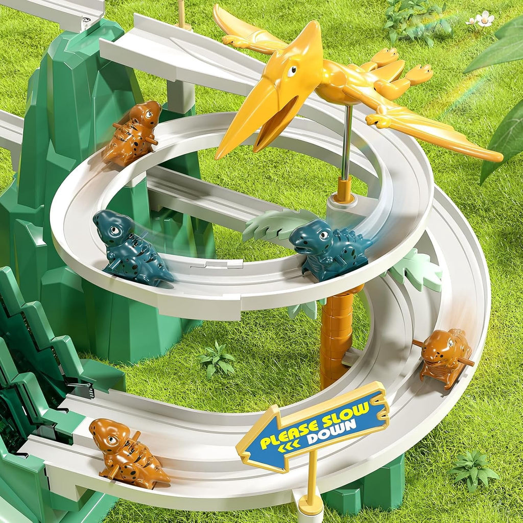CEDQ Dinosaur Climbing Slide Stair Toy for Toddlers Aged 3 4 5 6 7 8 - Kids Toys Racing Track Game Set Sliding Car Toy Dinosaur Themed with Light and Music Birthday Dinosaur Gifts for Boys Girls Kids
