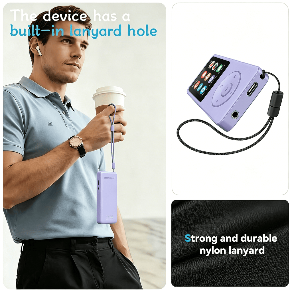 MUSICOZY MP3 Player with Bluetooth and 32GB Hi-Fi Music Player with Built-in Speaker Earphones Voice-Activated Recording MP3 Players with FM/E-Book/Video Supports up to 128GB for Kids Running Walking