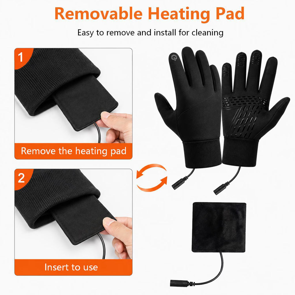 Heated Gloves for Men Women, Winter Electric USB Heated Gloves Mitten Hand Warmer Touchscreen Gloves Waterproof Touch Thermal Insulated Heated Gloves for Working Skiing Hiking Cycling