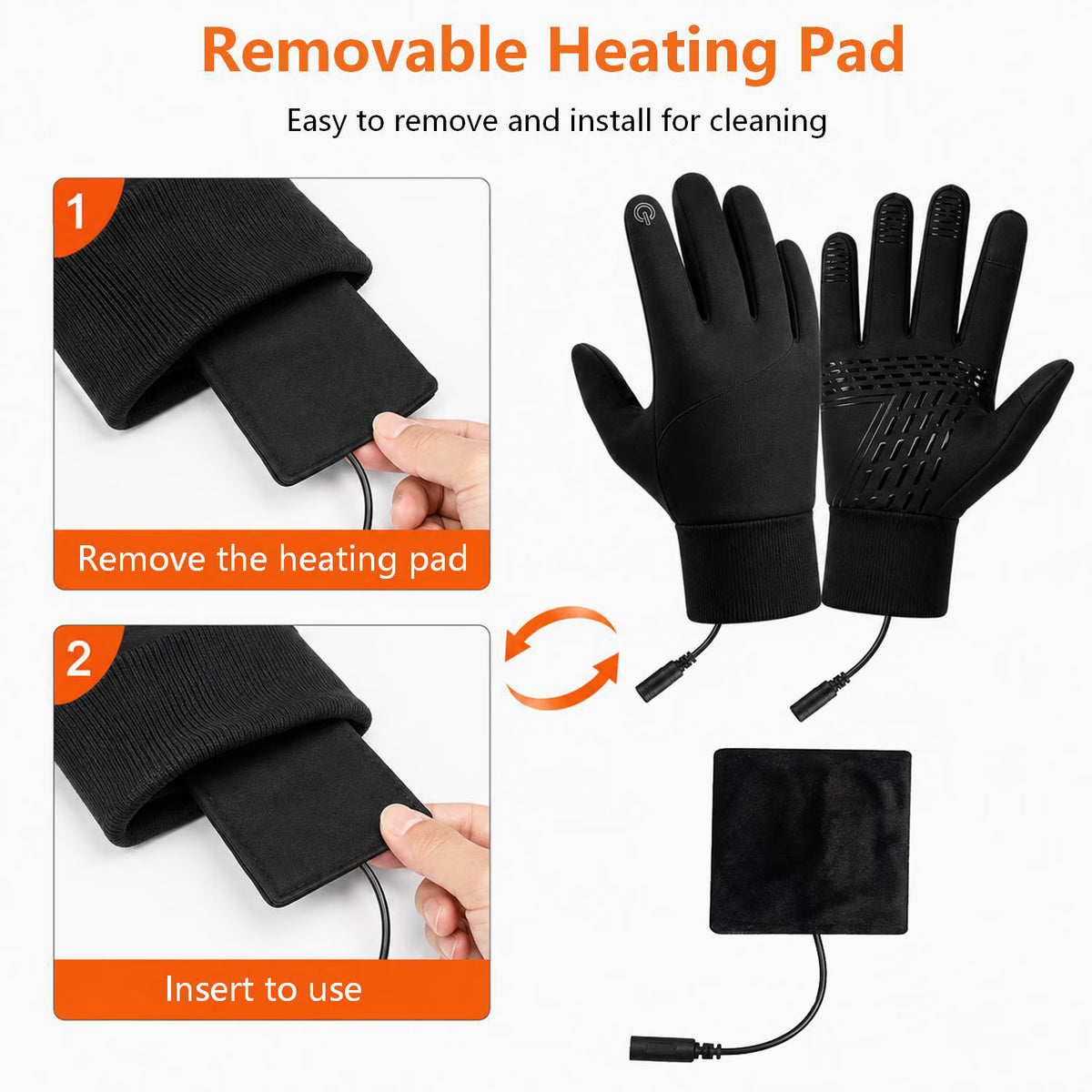 Heated Gloves for Men Women, Winter Electric USB Heated Gloves Mitten Hand Warmer Touchscreen Gloves Waterproof Touch Thermal Insulated Heated Gloves for Working Skiing Hiking Cycling