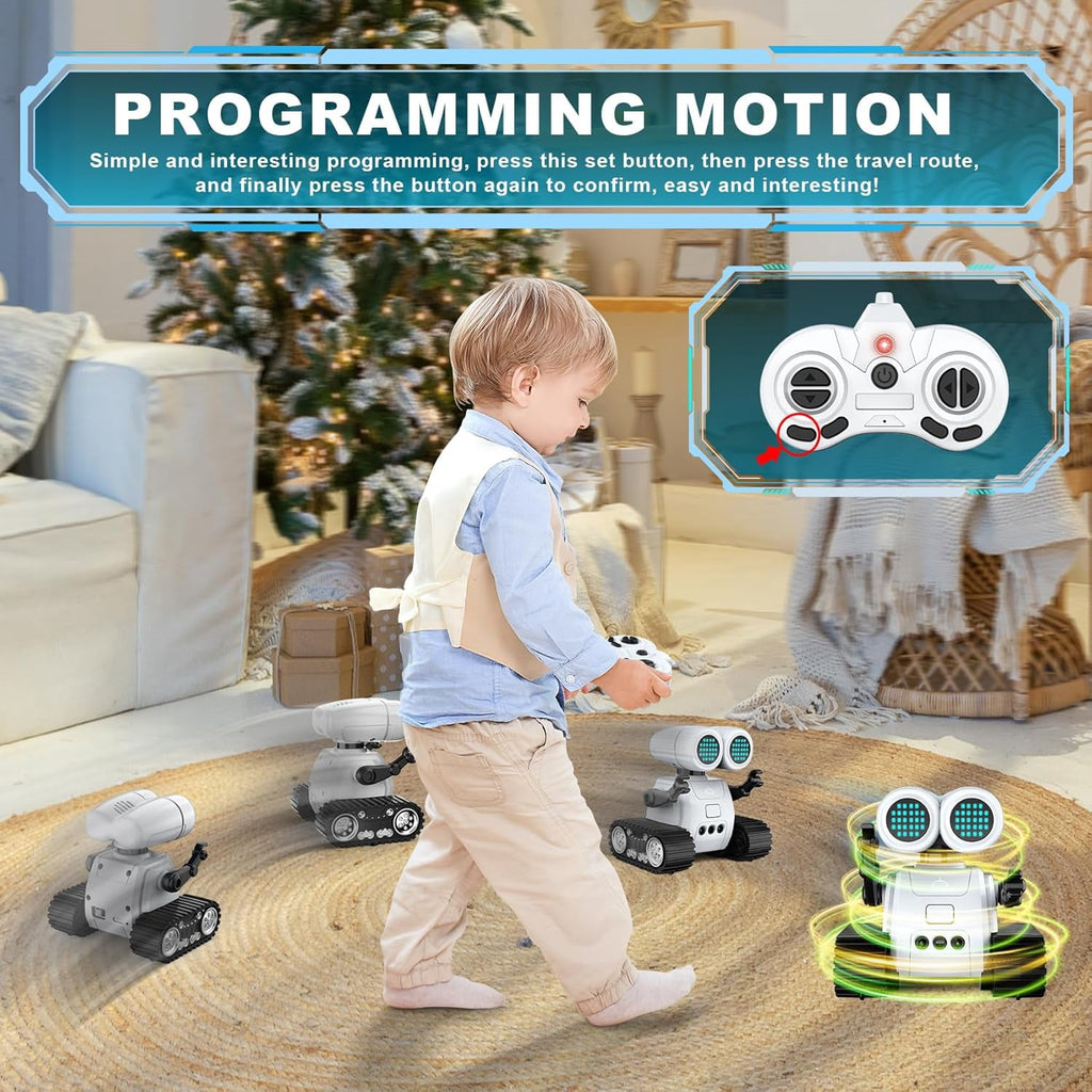 Robot Toys for 3 Years Boys Girls- Robots with Walkie Talkie Function Gesture Sensing Flexible Head & Arms Programming Motion Dance Moves Music & LED Eyes Kids Remote Control Robot Toys Gifts
