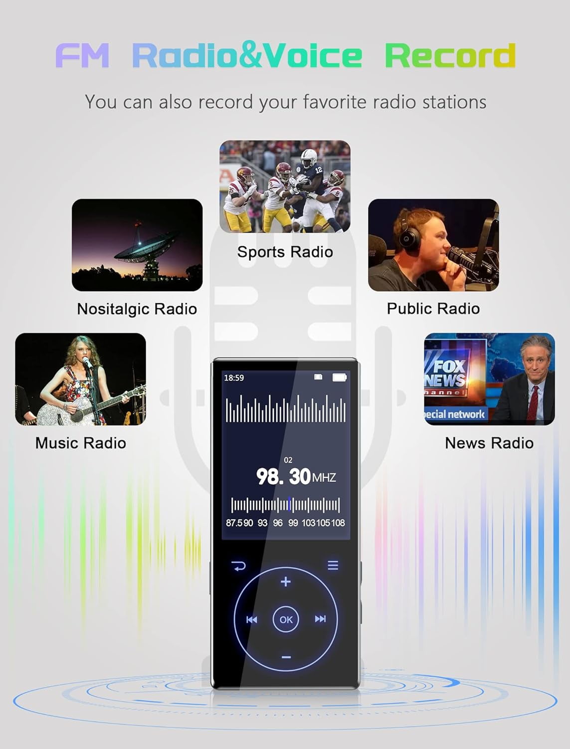 MUSICOZY 96GB MP3 Player with Bluetooth 5.0: Portable Lossless Sound Music Player with HD Speaker 2.4 Screen Voice Recorder FM Radio Touch Buttons 32G Storage+Support up to 64GB for Running Walking