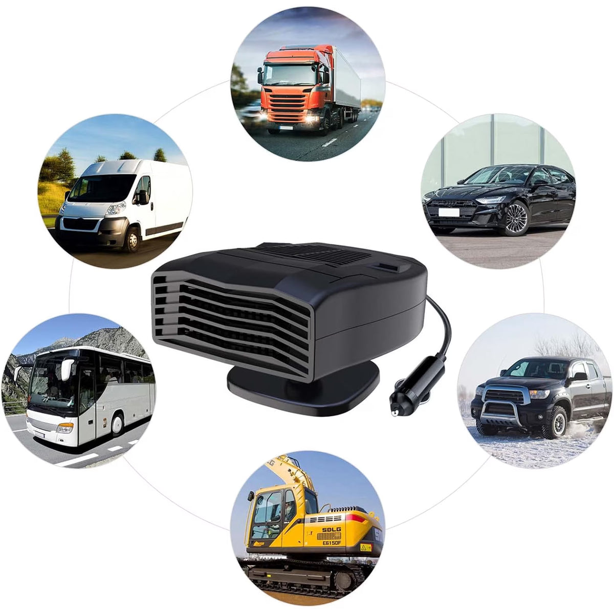 Portable Car Heater, 2 in 1 Fast Heating Cooling Auto Fan,12V/140W Windshield Defogger Window Defroster, 360 Degree Rotation Automobile Defogger Fan, Car Heater Cigarette Lighter Plugs for Car Trucks