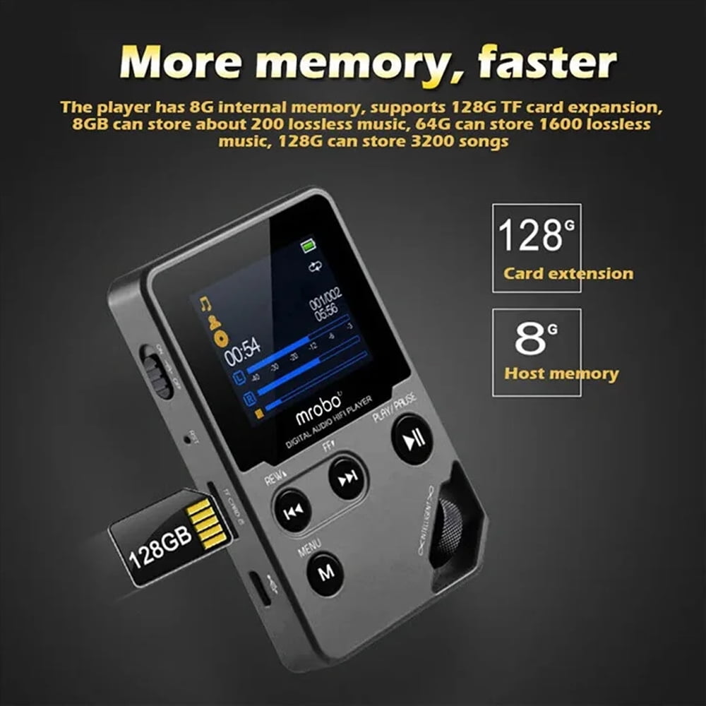 72GB Lossless MP3 Player MP4 Music Player Full Body Zinc Alloy Professional Level Music Player with BT 5.0 Earphones Photo/Video Play/FM Radio/Voice Recorder/E-Book Reader HiFi Sound Ideal for Sport