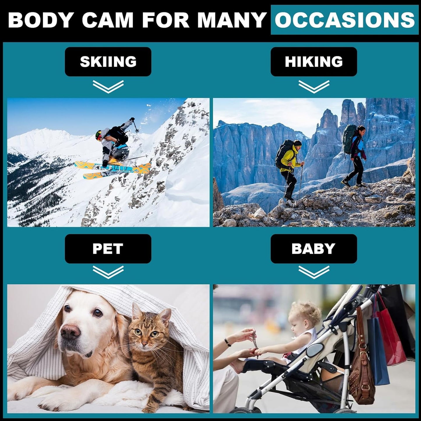 Mini Body Camera 1080p Wearable Thumb Size Cam with Charging Case Pet Camera POV Cam with Motion Detection Photo Shooting Video Recording for Cat Dog Sport Waterproof Black