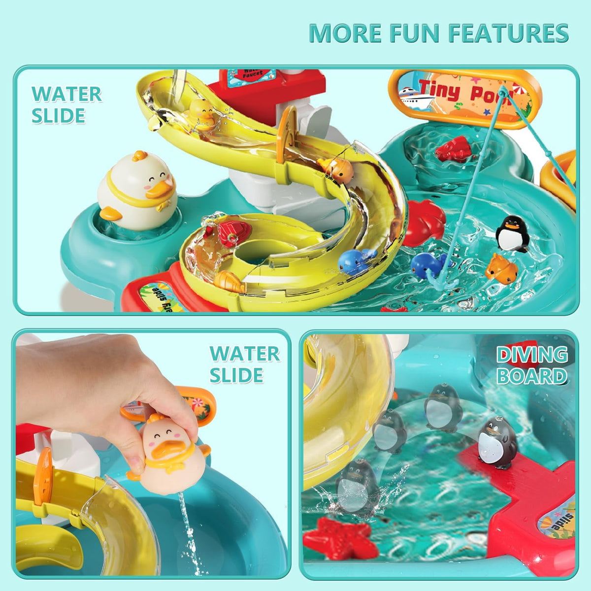 Toddler Toys Baby Toys Kid Toys Fishing Table and Dishwasher Toys Kids Kitchen Sink & Fishing Playset & Electric Dishwasher Toys Electric Water Table for Kid 3-12 Years Play Sink Fishing Toy Pool Set