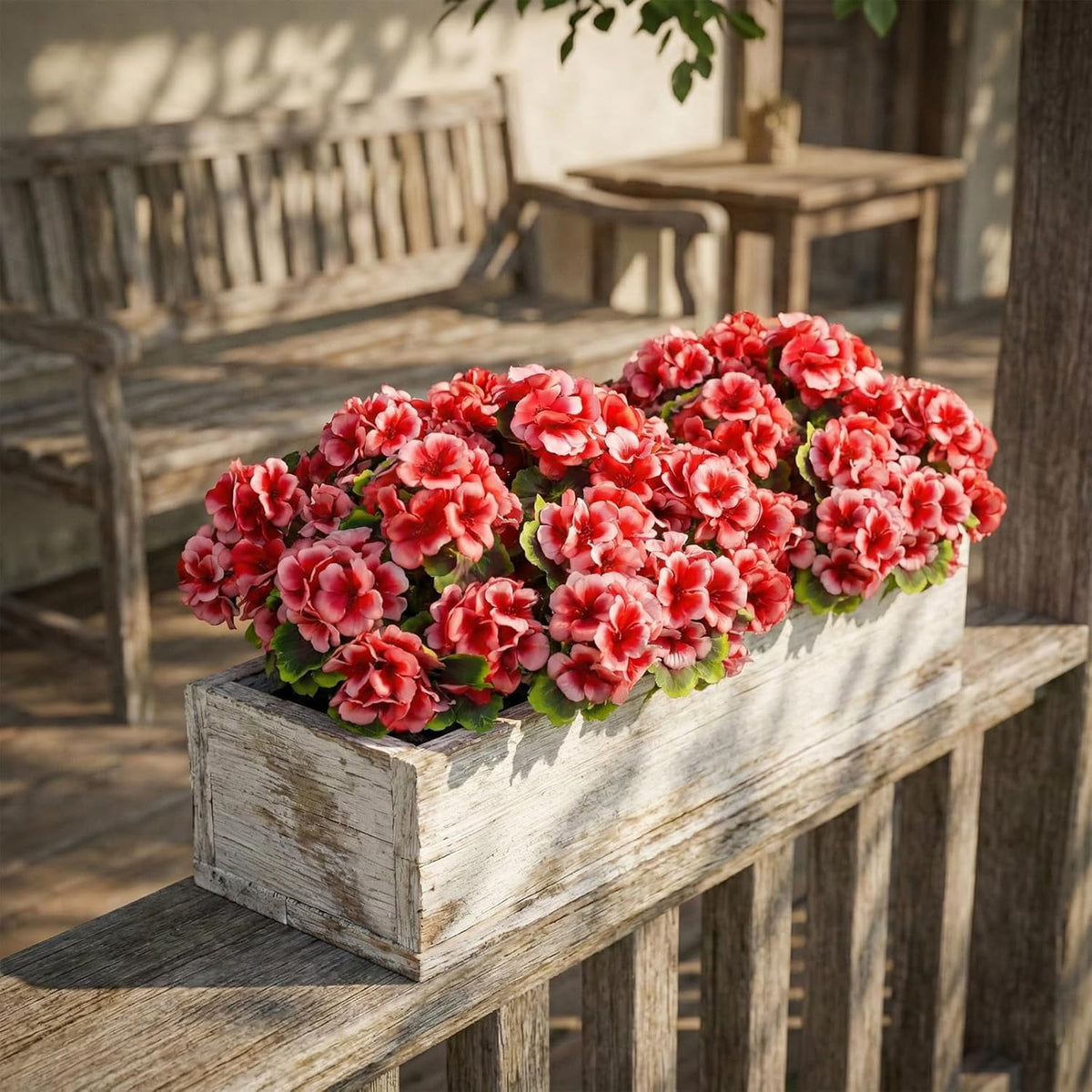 XEAZON Artificial Fake Flowers for Outdoors Decoration 6 Bundles Silk Geraniums Flower UV Resistant Look Real Faux Plants for Spring Summer Garden Porch Patio Window Box Balcony Planters Home Decor