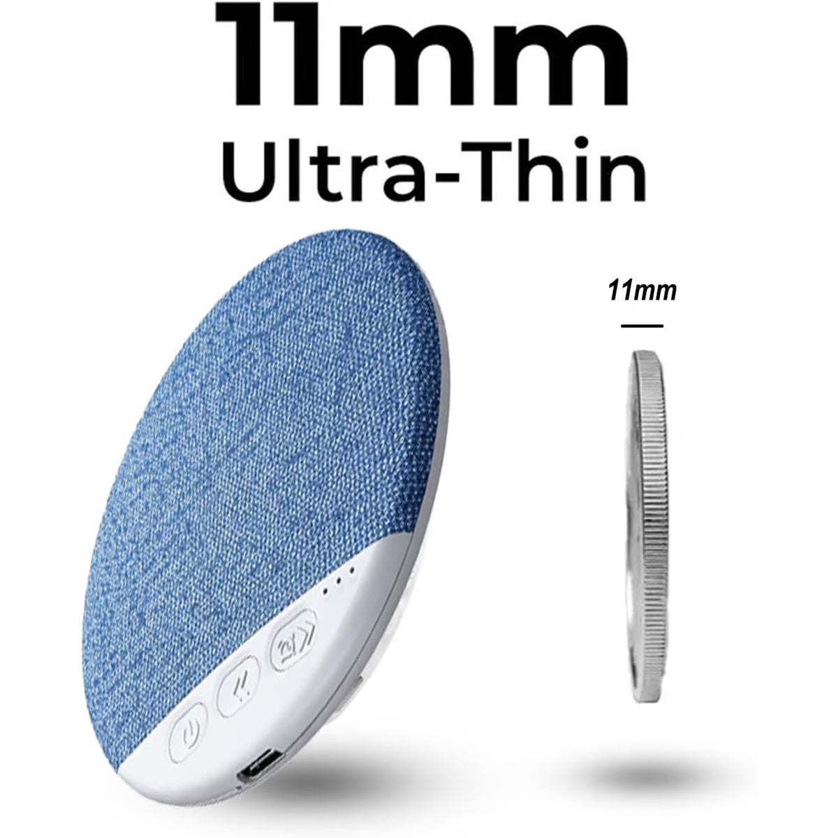 Under Pillow Speaker for Sleeping, 11mm Ultra-Thin Bluetooth 5.4 Pillow Speaker with Hi-Fi Sound & 3 Sleep Timer, Built-in White Noise, 20-48 Hour Battery Life, Blue