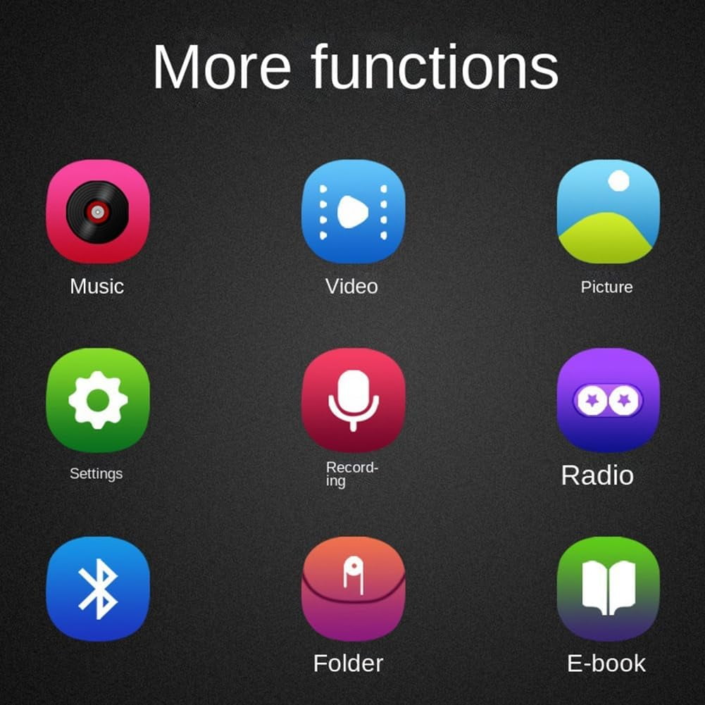 128GB Support MP3 Player 2.4 Inch Touch Screen Music Player Black Hifi Bluetooth Lossless Audio Recorder FM Radio Mp4 Video Player Ebook