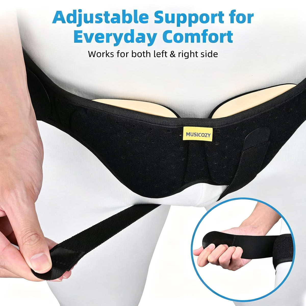 Hernia Belt Truss for Single/Double Inguinal or Sports Hernia, Hernia Support Brace for Men for Women Pain Relief Recovery Strap with 2 Removable Compression Pads Comfortable Material