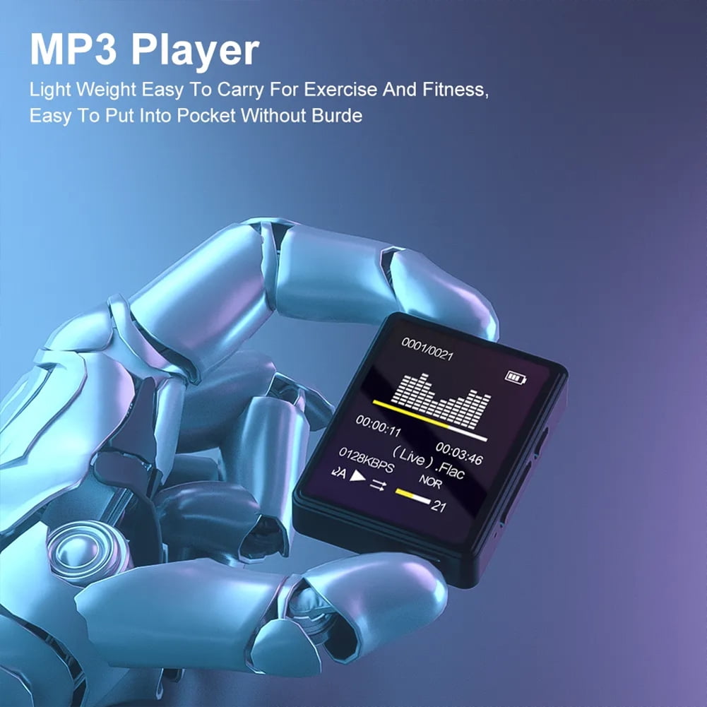 32GB MP3 Player Mini Digital Walkmen Portable MP4 Bluetooth Stereo Speaker HiFi Music Player Multifunction MP3 with Recording E-Book Alarm Clock Video Photo Supports up to 128GB Running Walking