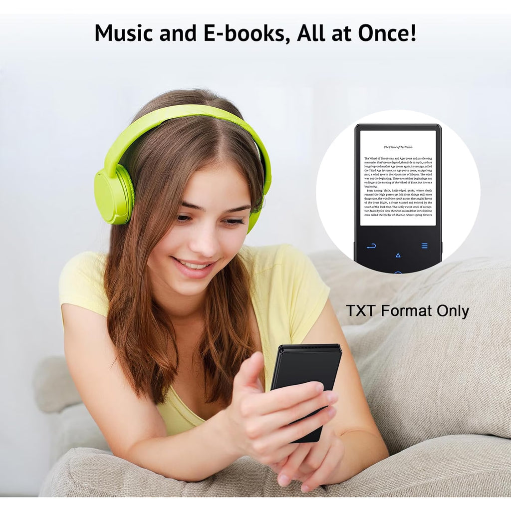 MUSICOZY 32GB MP3 Player with Bluetooth 5.3,Music Player Features HD Speaker, Earphone,2.4" Touch Buttons Screen with FM Radio Voice Recorder E-Book HiFi Sound,Support up to 128GB for Walking,Running