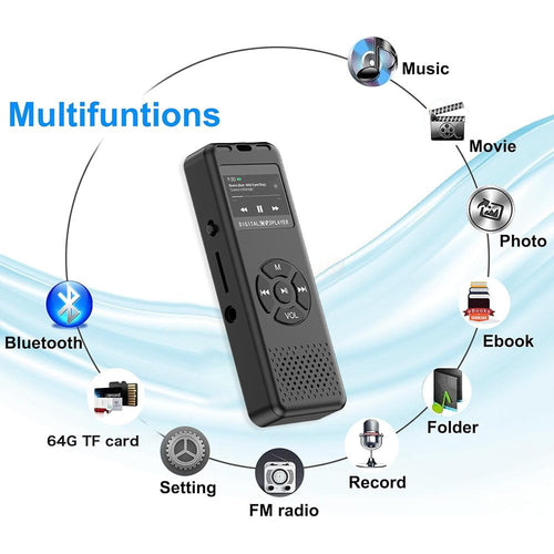 MUSICOZY 128GB MP3 Player Portable Music Player with Built-in Speaker Hi-Fi Lossless Sound Music MP3 Player for Voice Recorder FM Radio E-Book AB Repeat mode with Earphones for Kids Running Walking