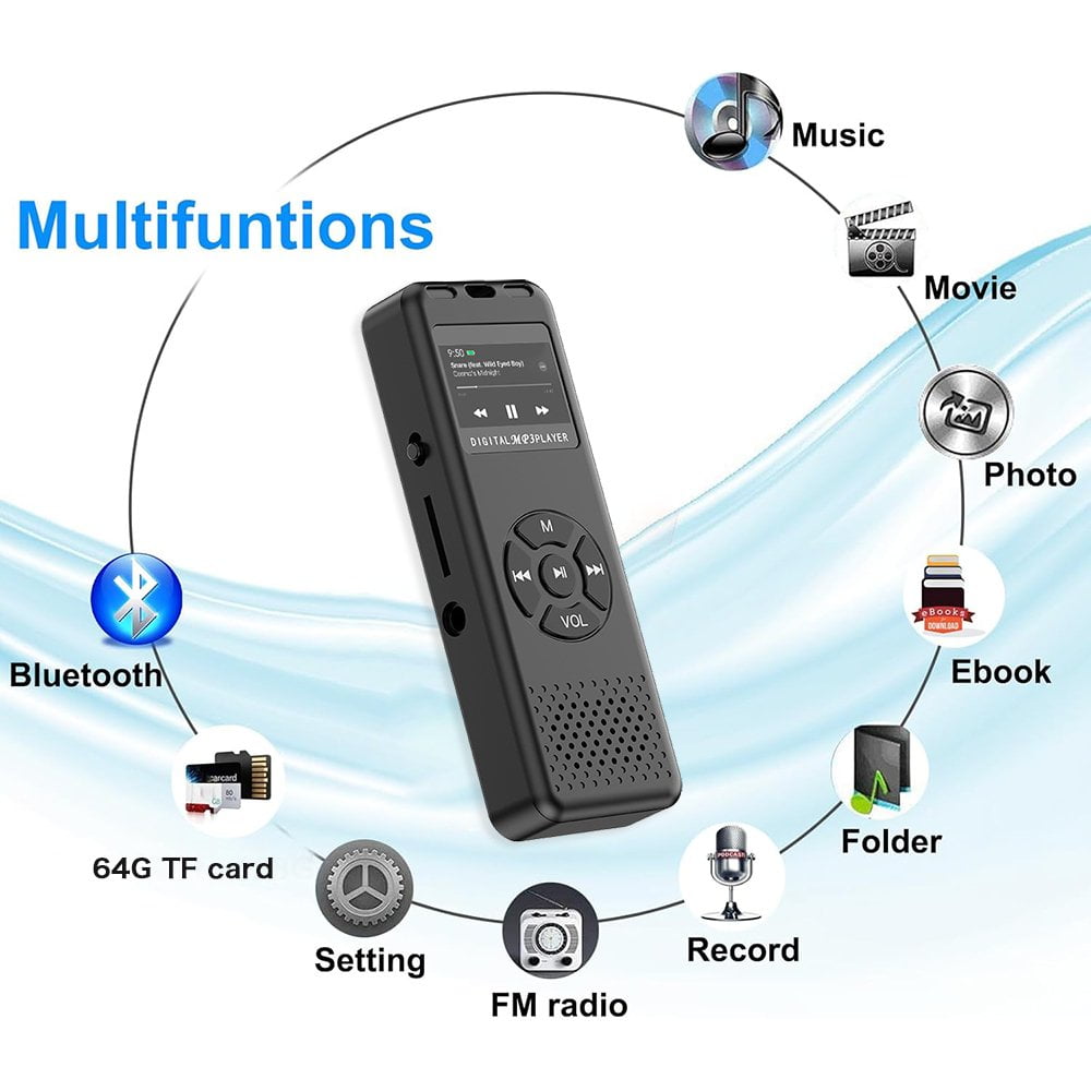 MUSICOZY 64GB MP3 Player Portable Music Player with Built-in Speaker Hi-Fi Lossless Sound Music MP3 Player for Voice Recorder FM Radio E-Book AB Repeat mode with Earphones for Kids Running Walking