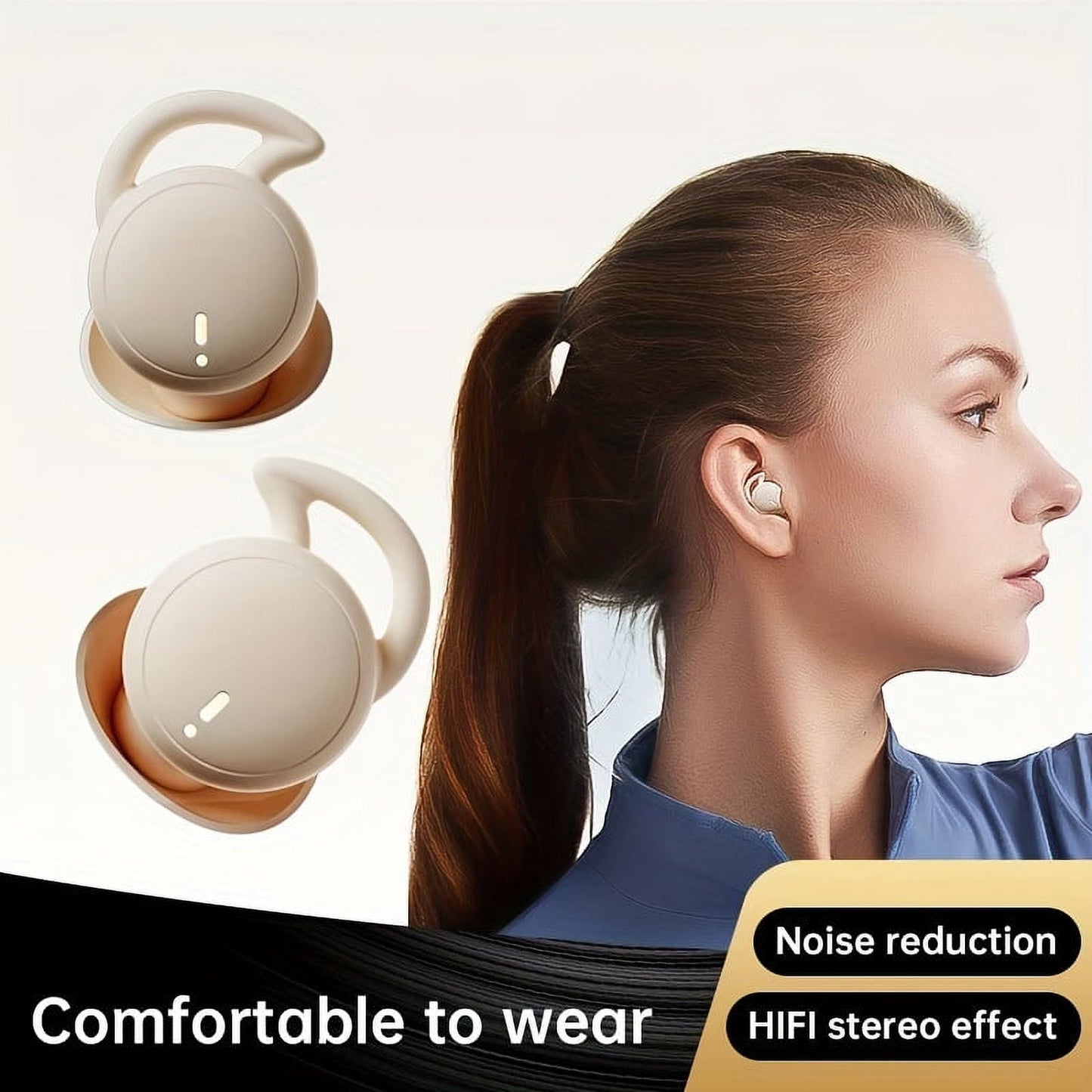 MUSICOZY Sleep Earphones Bluetooth Sports Headphone Wireless Music Sleeping Headphones Noise-Canceling Earbuds Mini Earphones Bluetooth 5.3 Hidden Headphones for Side Sleepers/Work Nude