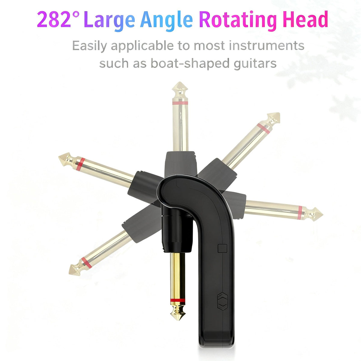 Wireless Guitar System, 2.4 GHz with 8 Channels Rechargeable Audio Wireless Guitar Transmitter Receiver for Electric Bass Guitar Electric Wind Instruments, 48K/16 bit Real-time Transmission (Black)