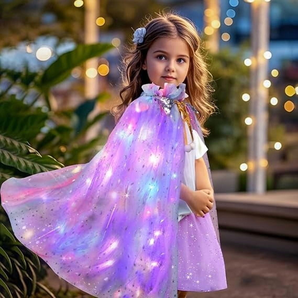 LED Princess Dress Up kids Costume Props Halloween Christmas 11Pcs Fairy Princess for Toddler Girls Costume Sets Cape Wand Headband Tutu Skirt Jewelry New Year Gifts for Girls 3 4 5 6 7 8 Year Old