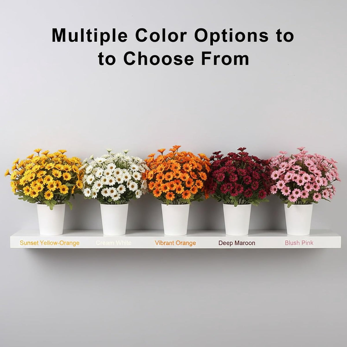 5-Pack Artificial Fall Flowers Fake Lifelike Mums for Outdoors UV Resistant Silk Daisy Floral Faux Mum Plants Fake Bushes for Year-Round Porch Garden Yard Porch Patio Decor Home Decor Indoor Outside