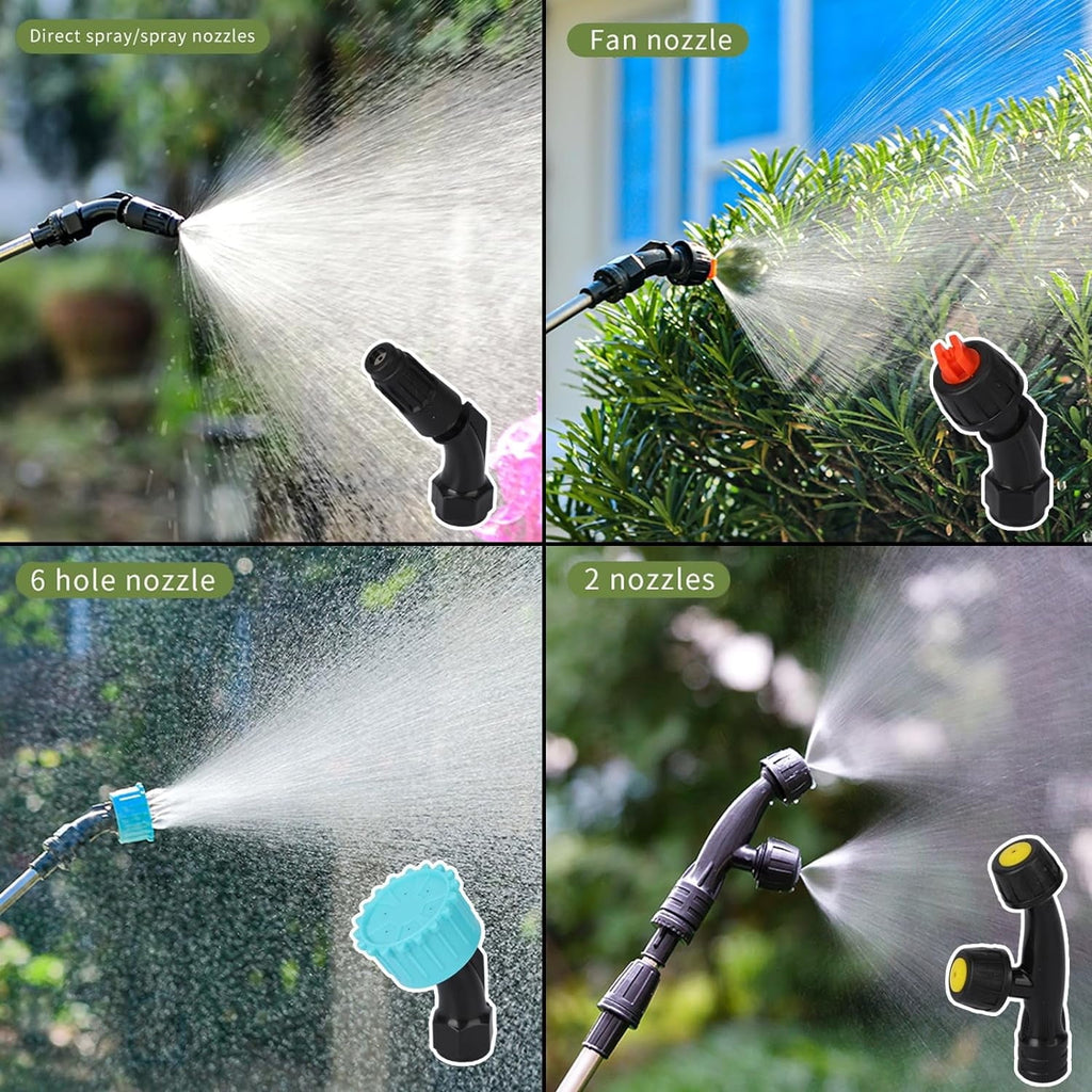 Battery Powered Sprayer 8L Upgrade Electric Sprayer with 4 Mist Nozzles 2000mAh Portable Lawn Sprayer Pump 32in Shoulder Strap Retractable Wand 2 Water Filling Holes for Lawn Garden Cleaning