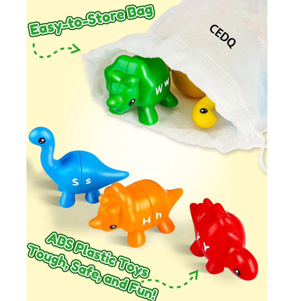52PCS Baby Learning Toy for 2-5 Matching Letters Dinosaur Toy Montessori ABC Matching Letters Dino Toys Gifts for Toddlers Educational Fine Motor Preschool Learning Toys for 2 3 4 Year Old Boys Girls