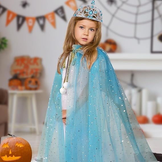 Princess Dress Up kids Costume Props Halloween Christmas gifts 11Pcs Fairy Princess for Toddler Girls Costume Sets Cape Wand Headband Tutu Skirt Jewelry New Year Gifts for Girls3 4 5 6 7 8 Year Old