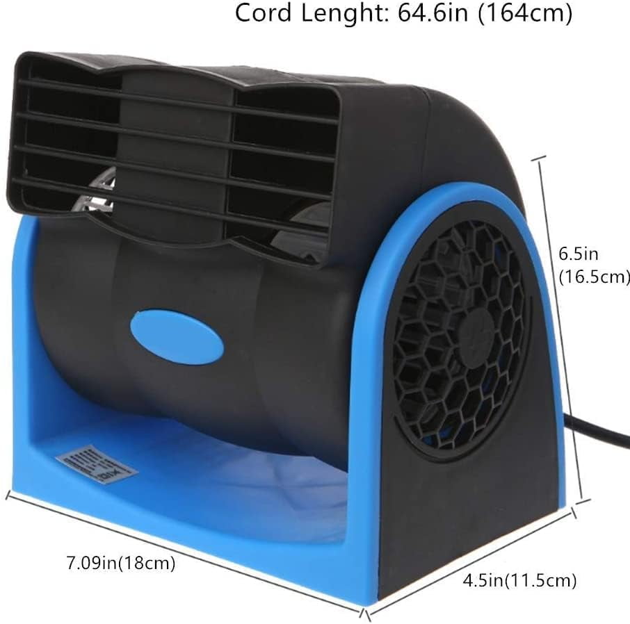 12V Car Dash Fan No Leaf Quiet Cooling Powerful RV Ventilation Squirrel Cage 2 Speed Electric Air Conditioner with Cigarette Lighter Plug for Auto SUV Vehicle Van