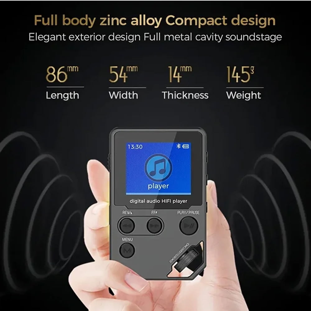 72GB Lossless MP3 Player MP4 Music Player Full Body Zinc Alloy Professional Level Music Player with BT 5.0 Earphones Photo/Video Play/FM Radio/Voice Recorder/E-Book Reader HiFi Sound Ideal for Sport