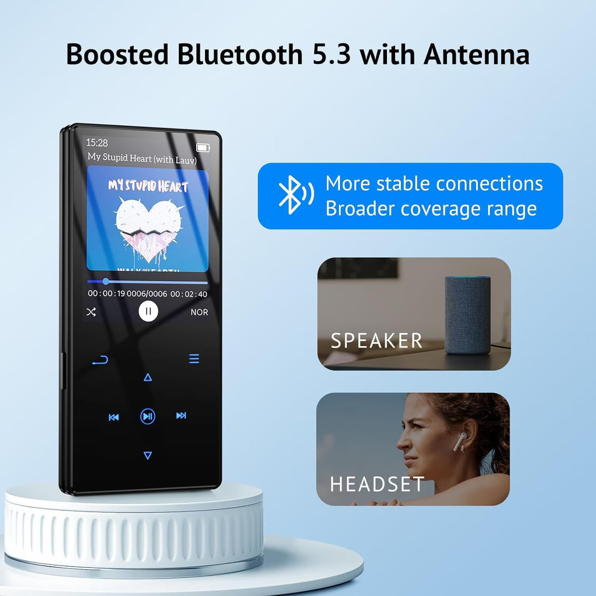 MUSICOZY 64GB MP3 Player with Bluetooth 5.3,Music Player Features HD Speaker, Earphone,2.4" Touch Buttons Screen with FM Radio Voice Recorder E-Book HiFi Sound,Support up to 128GB for Walking,Running