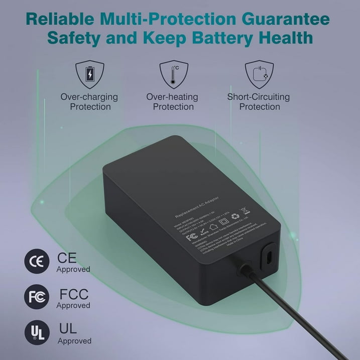 65W Surface Pro Laptop Charger for Microsoft Surface Pro 10, 9, 8, 7+, 7, 6, 5, 4, 3, X, Windows Surface Laptop 6, 5, 4, 3, 2, 1, Surface Go Tablet, Surface Book 3, 2, 1, Support 44W, 36W, LED, 10FT