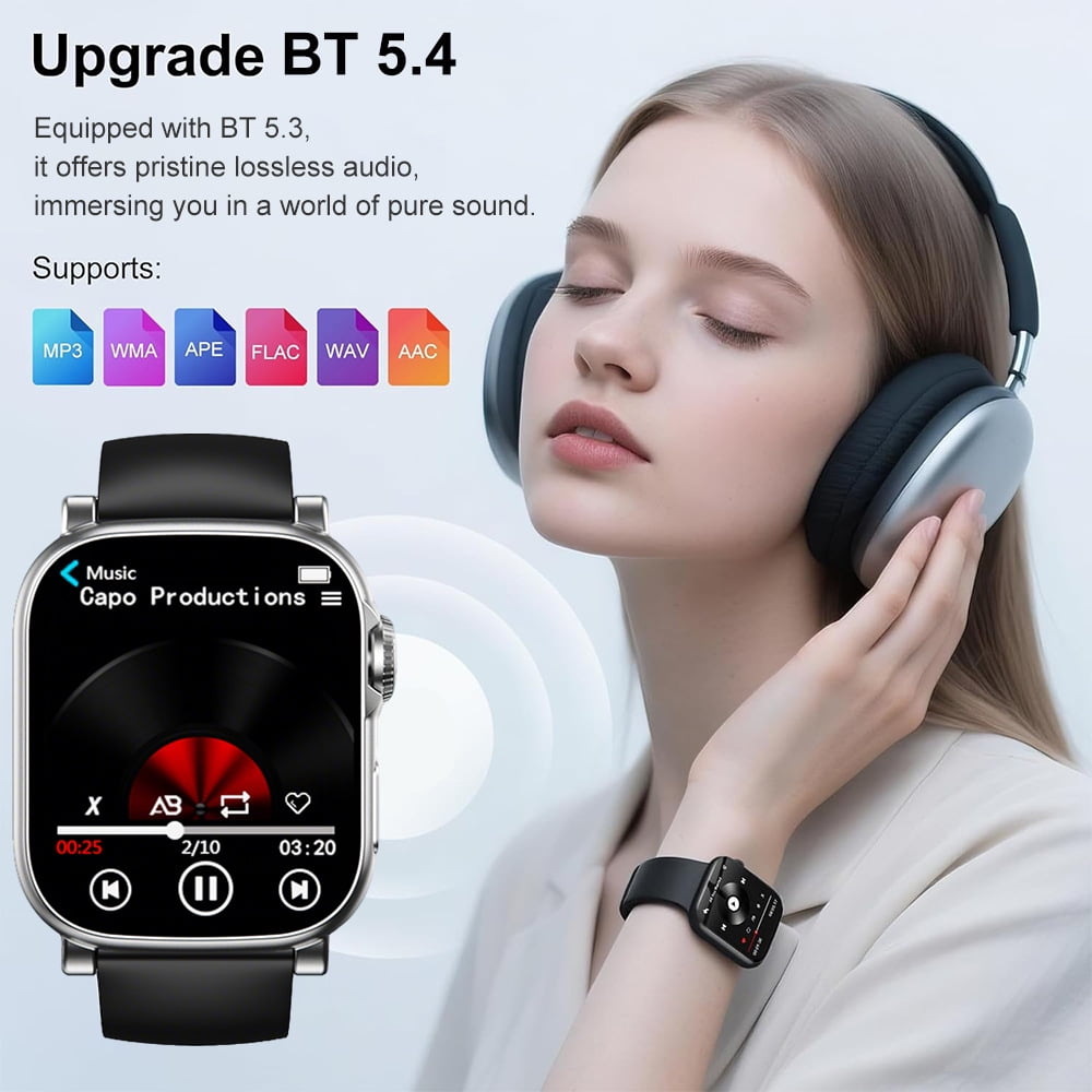 MP3 Player Sports Watch 32GB Bluetooth Music Player 2.0 Touch Screen MP3 MP4 Player Build-in Speaker/Photo/Video Play/Voice Recorder/E-Book Reader Supports up to 128GB for Kids Running Walking