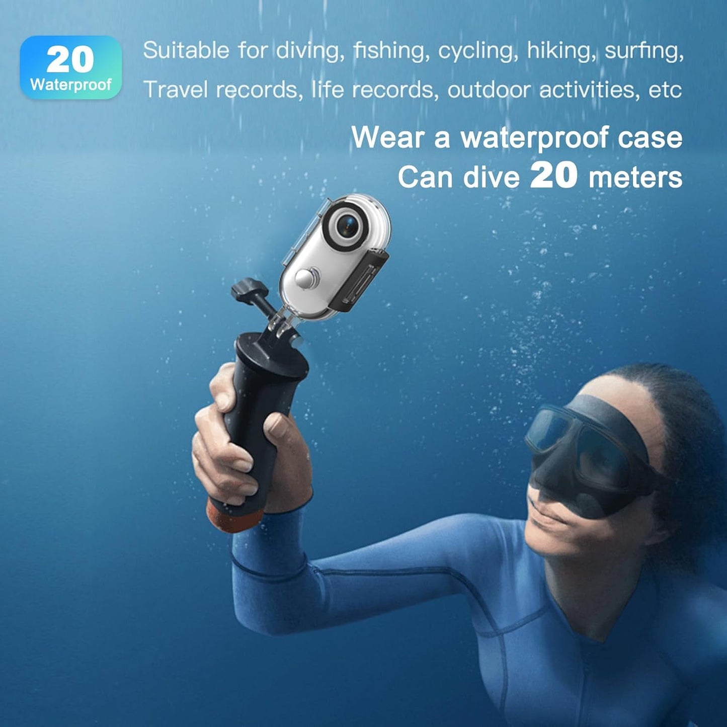 4K Mini WIFI Action Camera 128GB Police Cam Portable Body Cam Wearable Video Recorder with IPX7 Waterproof Underwater Camcorder Helmet Mount Magnetic Sport DV for Bike Cycling Pet Vlogging(White)