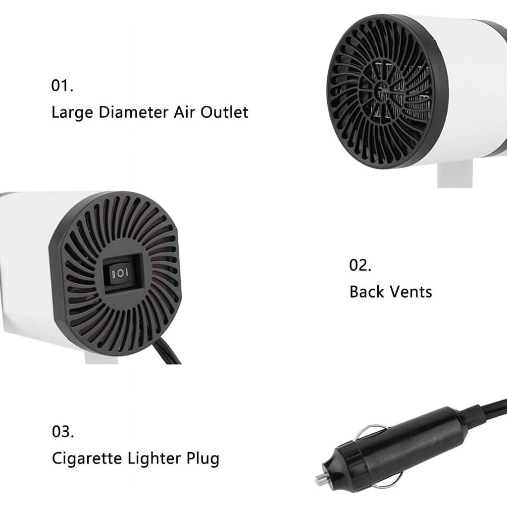 MUSICOZY Car Heater Fan,150W 2 in 1 Heating Cooling Portable Car Heater with Cigarette Lighter plug,Windshield Defogger Defroster Automobile Windscreen Heater in 359 Degree Rotary for All Car (12V)