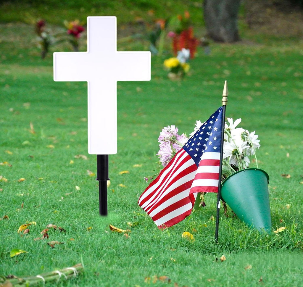 XEAZON Solar Cross Grave Garden Stake Outdoor Lights Solar Cross for Cemetery Solar Powered Cross Lights Stake LED Jesus Halloween Cross Light Decoration Garden Cross Marker for Yards Gardens Patio